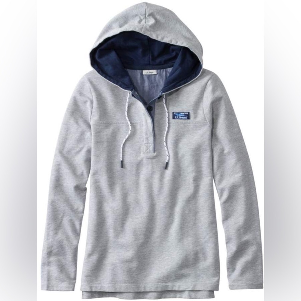 L.L. Bean Gray Hoodie with Navy Lining